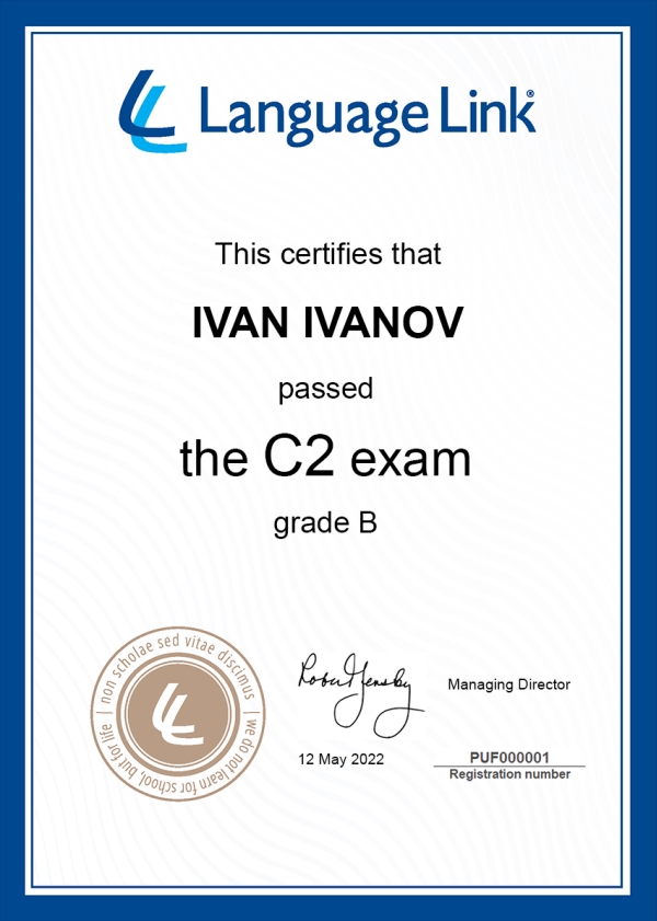 Language Link Certificate for Adults